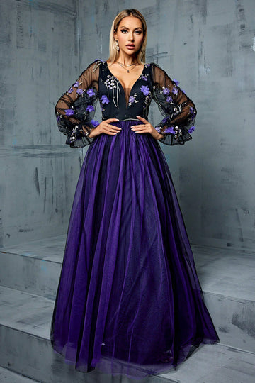 Floral Marine Une Ligne Longue Tulle Robe Mère de la Mariée